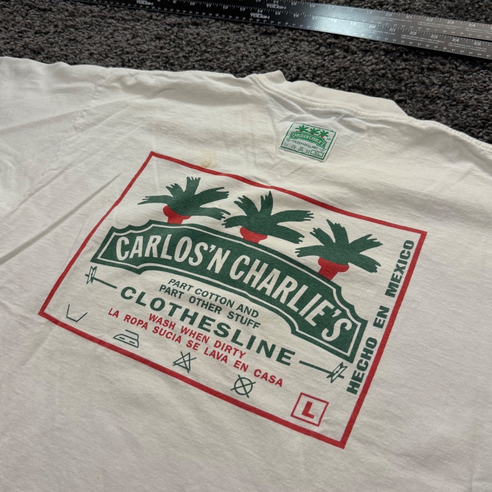 Vintage Carlos'n Charlie's T-Shirt Mens White Good Cancun Mexico Graphic XL